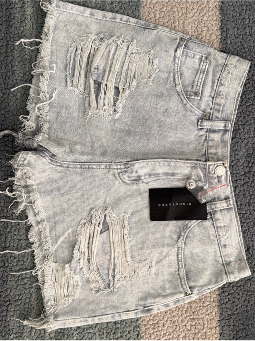 Signature8 Light Blue Distressed Denim Cutoff Shorts
